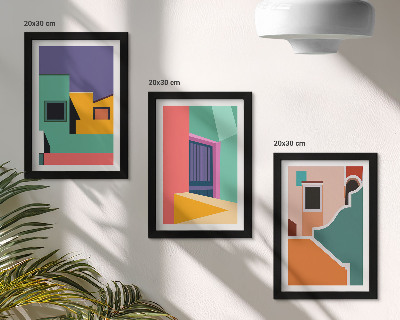 Bilderwand Farbenfrohe Illustrationen der Stadt im modernen Stil