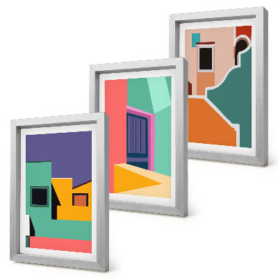 Bilderwand Farbenfrohe Illustrationen der Stadt im modernen Stil