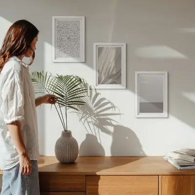 Fotowand mit zarten natürlichen Texturen im Boho-Stil