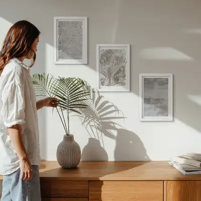 Bilderset mit Rahmen mit abstraktem Design industrieller Strukturen