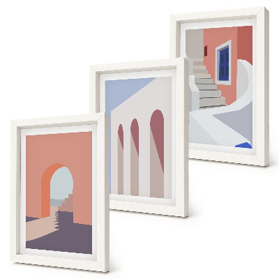Bilderwand Illustrationen urbaner Architektur im minimalistischen Stil