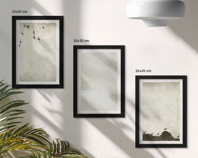 Bilderset mit rahmen Vögel, Steine ​​und Pinselstriche – minimalistische Dekorationen