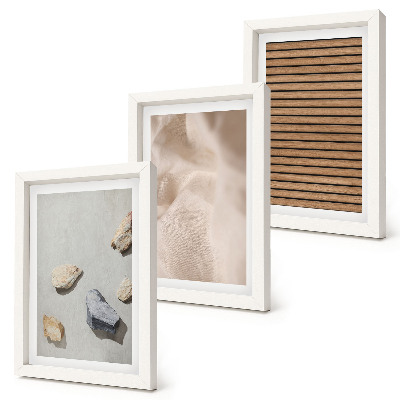 Bilderset mit rahmen Steine, Holz, Stoff, verschiedene Texturen