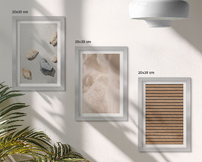 Bilderset mit rahmen Steine, Holz, Stoff, verschiedene Texturen