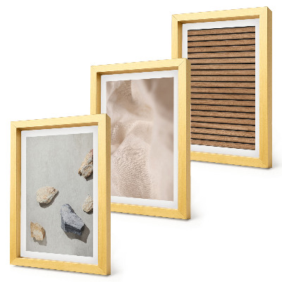 Bilderset mit rahmen Steine, Holz, Stoff, verschiedene Texturen