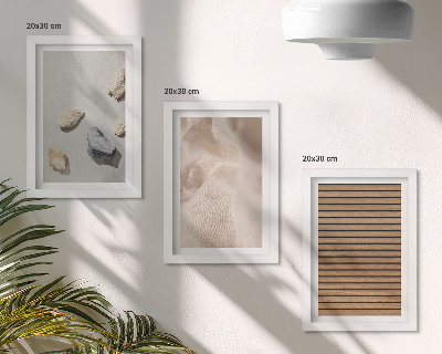 Bilderset mit rahmen Steine, Holz, Stoff, verschiedene Texturen