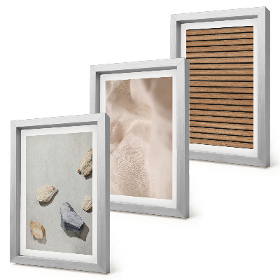 Bilderset mit rahmen Steine, Holz, Stoff, verschiedene Texturen