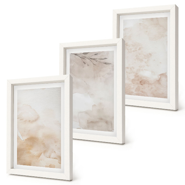 Bilderwand Aquarellflecken und Blätter in Pastellfarben