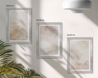 Bilderwand Aquarellflecken und Blätter in Pastellfarben
