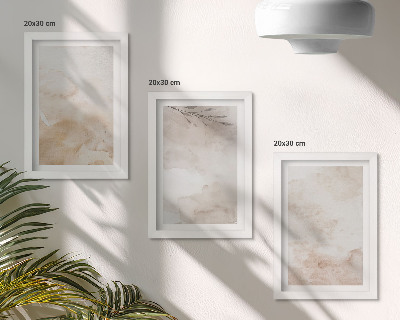 Bilderwand Aquarellflecken und Blätter in Pastellfarben