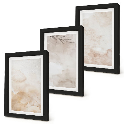Bilderwand Aquarellflecken und Blätter in Pastellfarben
