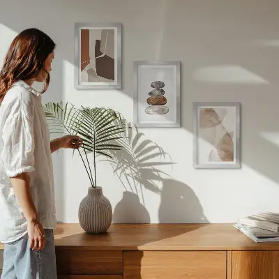Abstrakte Malerei als moderne Dekoration bilderset mit rahmen