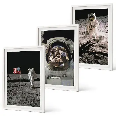NASA Mondlandung 3er-Set Bilder mit Rahmen