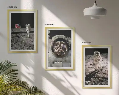 NASA Mondlandung 3er-Set Bilder mit Rahmen
