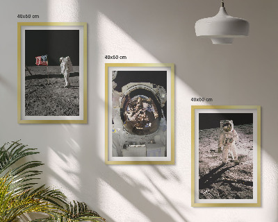 Bilder-3er-set mit rahmen NASA-Mondlandung