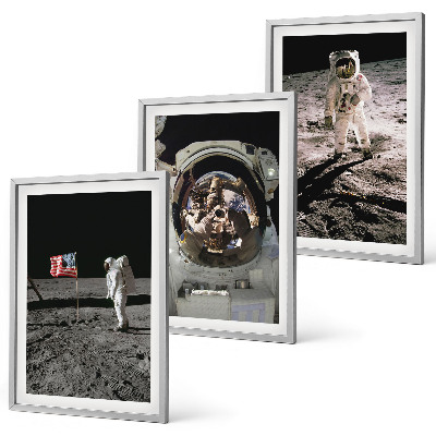 Bilder-3er-set mit rahmen NASA-Mondlandung