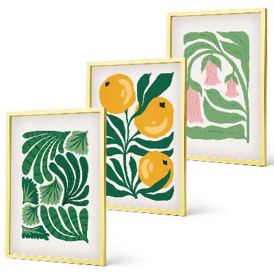 Gerahmtes Bilderset mit minimalistischen Pflanzenmotiven