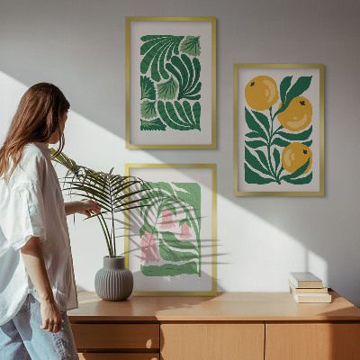 Gerahmtes bilderset Minimalistische Pflanzenmuster