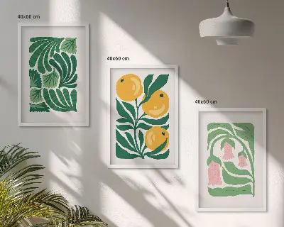 Gerahmtes Bilderset mit minimalistischen Pflanzenmotiven