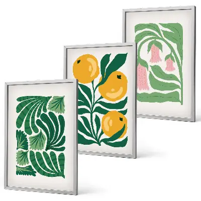 Gerahmtes Bilderset mit minimalistischen Pflanzenmotiven