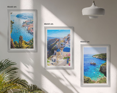 Bilder-3er-set mit rahmen Griechische Ansichten von Santorin Oia