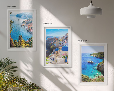 Bilder-3er-set mit rahmen Griechische Ansichten von Santorin Oia