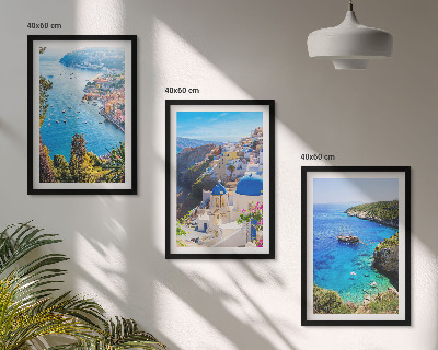 Bilder-3er-set mit rahmen Griechische Ansichten von Santorin Oia
