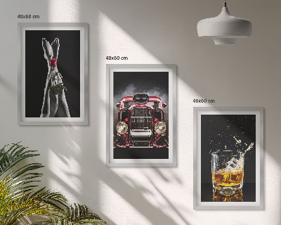 Gerahmtes bilderset Frauenbeine Rosenauto Whisky