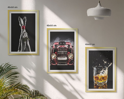 Gerahmtes bilderset Frauenbeine Rosenauto Whisky
