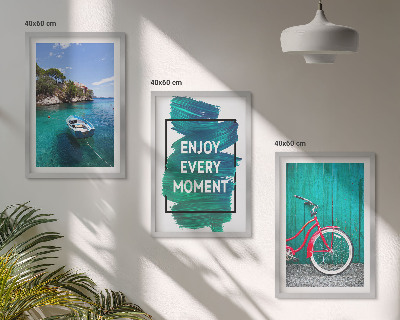 Gerahmtes bilderset Inspiration für ein Fahrrad mit Seeboot