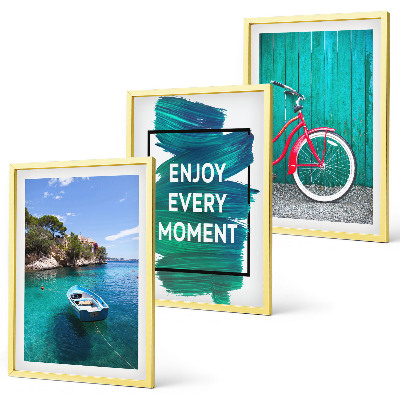 Gerahmtes bilderset Inspiration für ein Fahrrad mit Seeboot