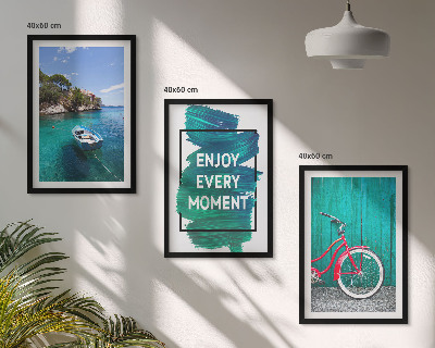 Gerahmtes bilderset Inspiration für ein Fahrrad mit Seeboot