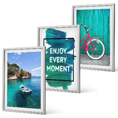 Gerahmtes bilderset Inspiration für ein Fahrrad mit Seeboot