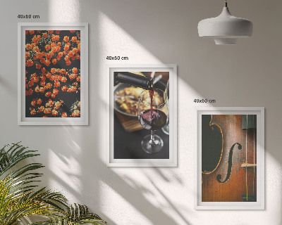 Bilder-3er-set mit rahmen Vintage Blumen Wein Geige