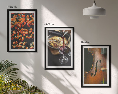 Bilder-3er-set mit rahmen Vintage Blumen Wein Geige