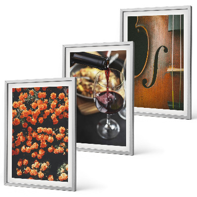 Bilder-3er-set mit rahmen Vintage Blumen Wein Geige