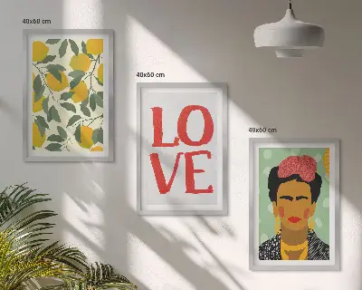 Gerahmtes Bilderset Porträt von Frida mit Zitronen
