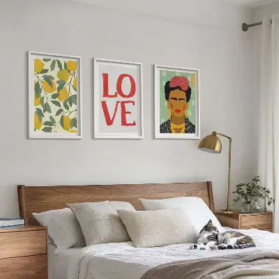Gerahmtes Bilderset Porträt von Frida mit Zitronen