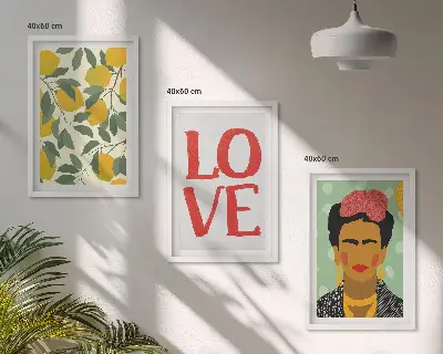 Gerahmtes Bilderset Porträt von Frida mit Zitronen