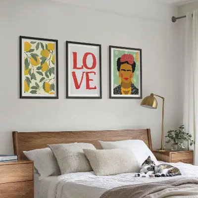 Gerahmtes Bilderset Porträt von Frida mit Zitronen