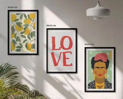 Gerahmtes Bilderset Porträt von Frida mit Zitronen