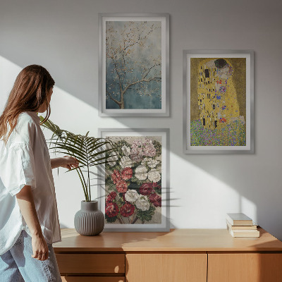 Gerahmtes bilderset Blumen des Baumes (Gemälde von Klimt)