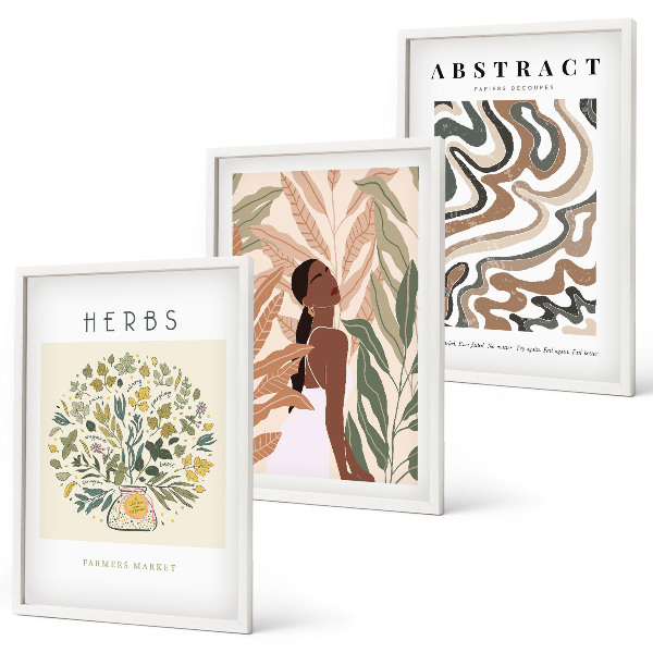 Bilder-3er-set mit rahmen Boho-Pastell-Minimalisten-Poster