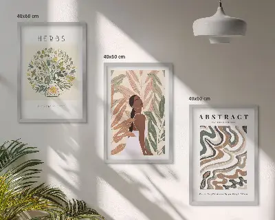 Boho Poster Set in Pastellfarben 3er Set inklusive Rahmen
