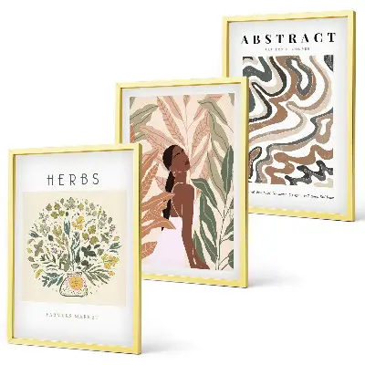 Boho Poster Set in Pastellfarben 3er Set inklusive Rahmen