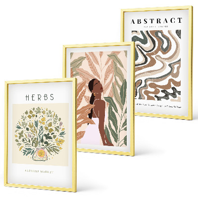 Bilder-3er-set mit rahmen Boho-Pastell-Minimalisten-Poster