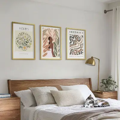 Boho Poster Set in Pastellfarben 3er Set inklusive Rahmen
