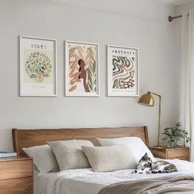 Boho Poster Set in Pastellfarben 3er Set inklusive Rahmen