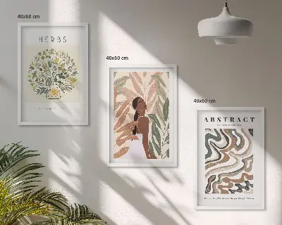 Boho Poster Set in Pastellfarben 3er Set inklusive Rahmen