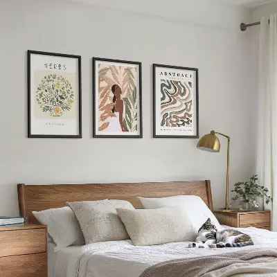 Boho Poster Set in Pastellfarben 3er Set inklusive Rahmen